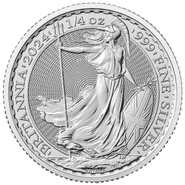 Moneda Britannia de Plata de Cuarto de Onza 2024