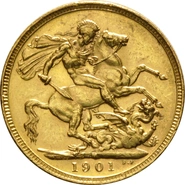 Moneda Soberano de Oro 1901 Victoria Velada (M)