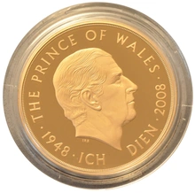 Moneda Soberano Quíntuplo de Oro Proof 2008 Príncipe de Gales en Caja Original