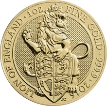Moneda Bestias de la Reina El León de Inglaterra de Oro de 1 oz