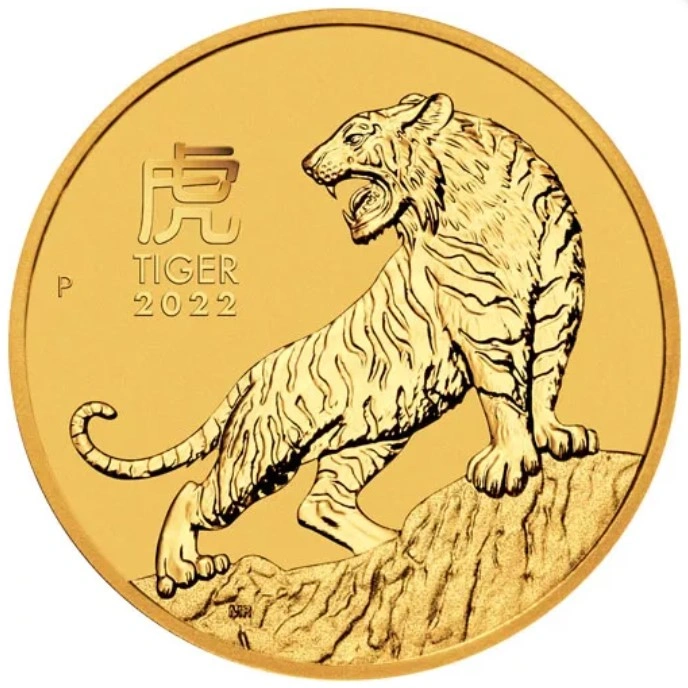 Moneda Perth Mint Calendario Lunar de Oro de 1 oz 2022 Año del Tigre