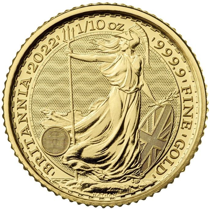 Moneda Britannia de Oro de 1/10 oz 2022