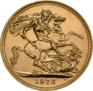 Moneda Soberano de Oro 1976 Isabel II Retrato Decimal
