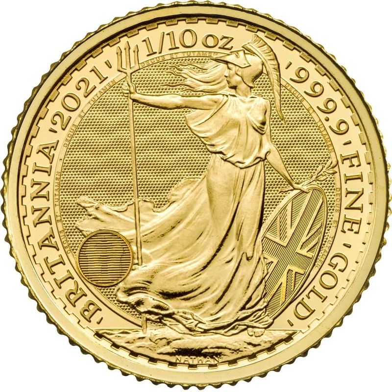 Moneda Britannia de Oro de 1/10 oz 2021