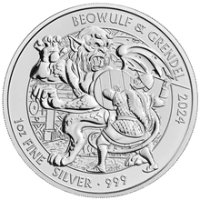 Moneda Mitos y Leyendas Beowulf & Grendel de Plata de 1 oz 2024