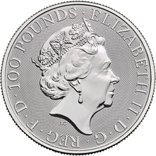 Moneda Bestias de la Reina de Platino de 1 oz El León Blanco de Mortimer