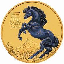Moneda de Oro coloreada de 1/10 oz de la Perth Mint Año del Caballo 2026