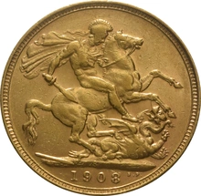 Moneda Soberano de Oro 1908 Eduardo VII (S)