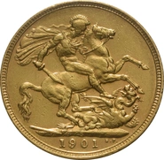 Moneda Soberano de Oro 1901 Victoria Velada (S)