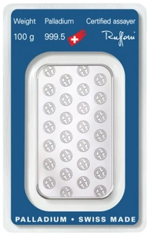 Lingote de Paladio de 100 g Argor-Heraeus
