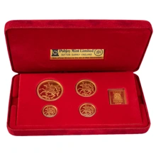 Set de 4 Monedas de Oro Soberano Proof de la Isla de Man de 1979 en Caja Original
