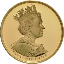 Moneda Soberano Quíntuplo de Oro Proof 2002 Jubileo de Oro en Caja Original