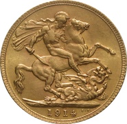 Soberano de Oro - Jorge V 1914 Londres