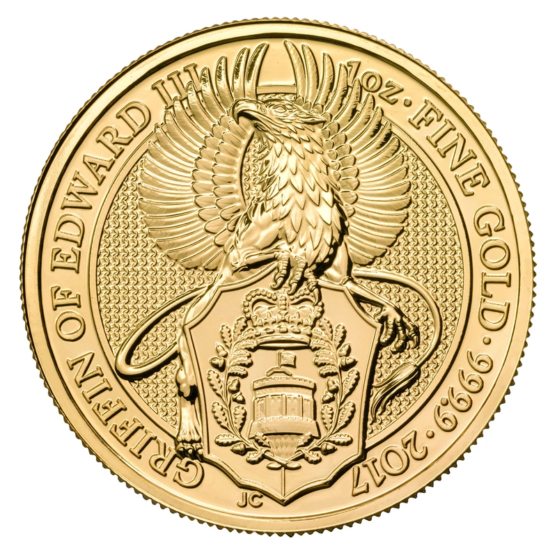 Moneda Bestias de la Reina El Grifo de Eduardo III de Oro de 1 oz