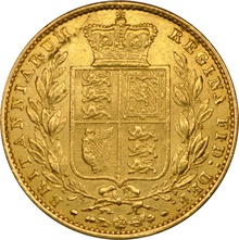 Soberano de Oro 1853 - Victoria Joven con Reverso Escudado (L)