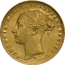 Moneda Soberano de Oro 1873 Victoria Joven (M)
