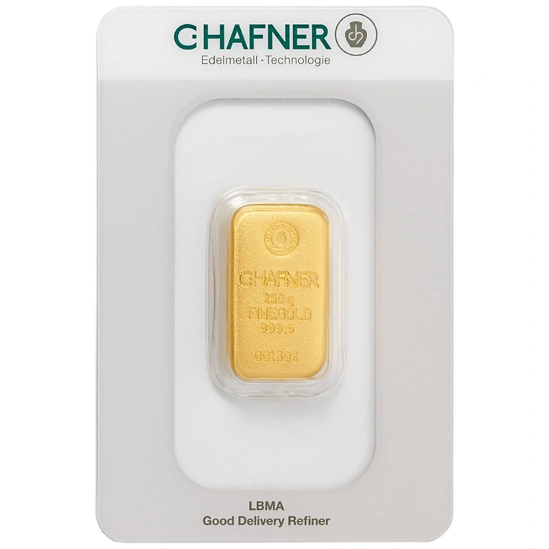 Lingote de Oro de 250 g C. Hafner Fundido