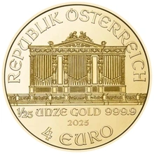 Moneda Filarmónica Viena de Oro de 1/25 oz 2025