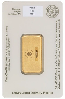 Lingote de Oro de 10 g C. Hafner