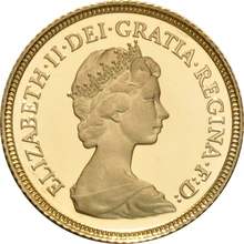 1980 Proof Medio Soberano de Oro Isabel II Cabeza Decimal