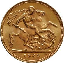 Moneda Soberano de Oro Jorge V 1932 (SA)
