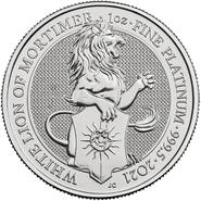 Moneda Bestias de la Reina de Platino de 1 oz El León Blanco de Mortimer