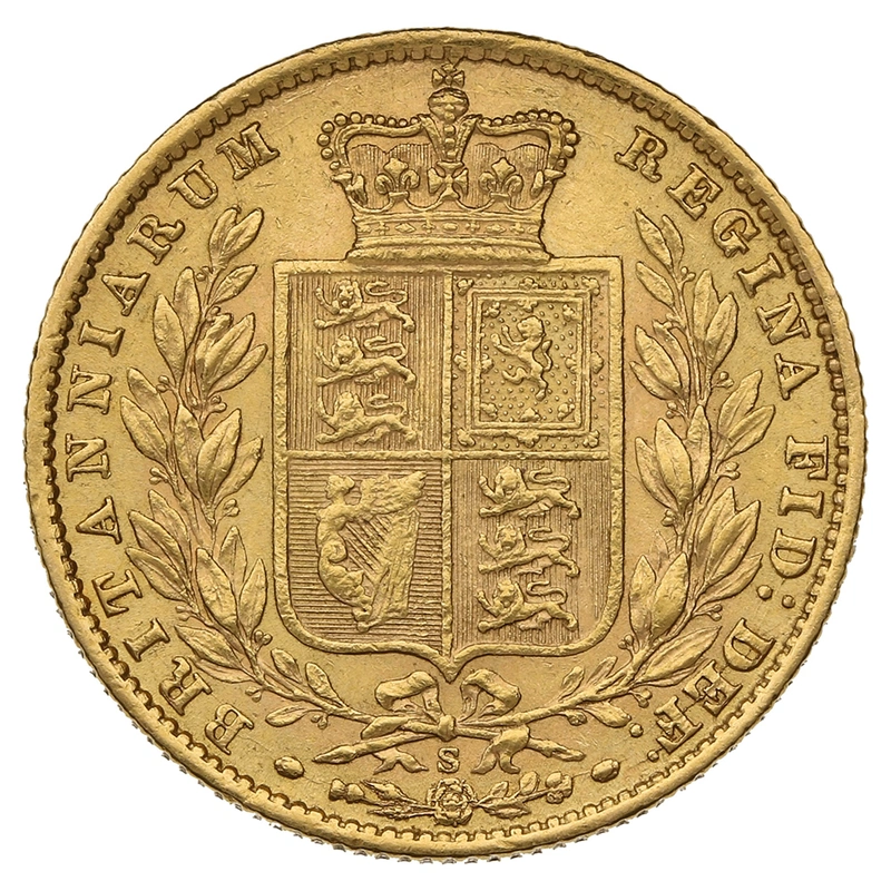 Moneda Soberano de Oro 1871 Victoria Joven con Reverso Escudado (S)