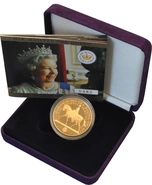 Moneda Soberano Quíntuplo de Oro Proof 2002 Jubileo de Oro en Caja Original