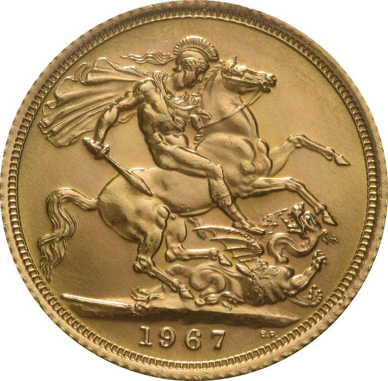 Moneda Soberano de Oro 1967 Isabel II Primer retrato