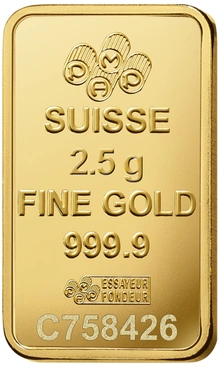 Lingote de Oro de 2,5 g PAMP