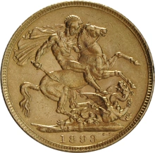 Moneda Soberano de Oro 1893 Victoria Velada (L)