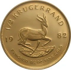 Moneda Krugerrand de Oro de 1/2 oz Proof 1982