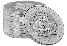 2026 León de la Reina - Bestias Tudor 1 onza Moneda de Platino