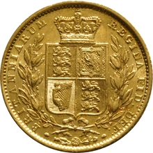 Moneda Soberano de Oro 1851 Victoria Joven con Reverso Escudado (L)