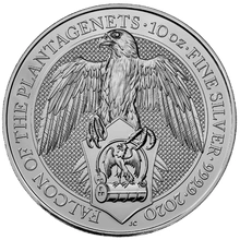 Moneda Bestias de la Reina El Halcón de los Plantagenets de Plata de 10 oz