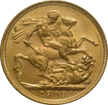 Moneda Soberano de Oro 1909 Eduardo VII (M)