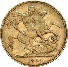 Moneda Soberano de Oro 1884 Victoria Joven (L)