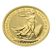 Moneda Britannia de Oro de 1/2 oz 2020