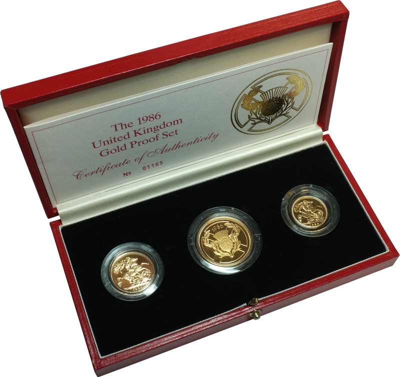 1986 Gold Proof Sovereign Three Coin Set