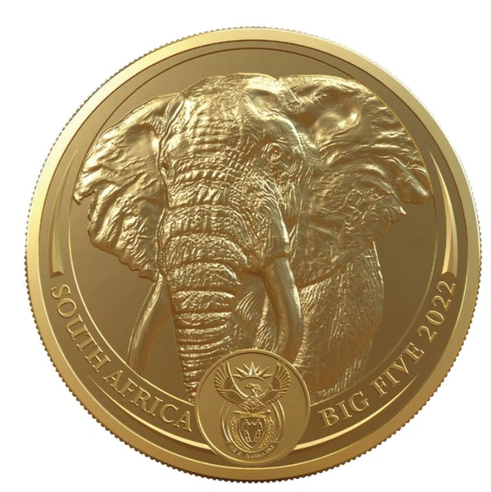 Moneda los Cinco Grandes Elefante de Oro de 1 oz 2022