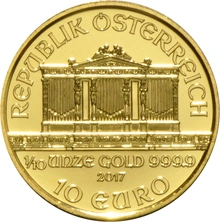 Moneda Filarmónica Viena de Oro de 1/10 oz 2017