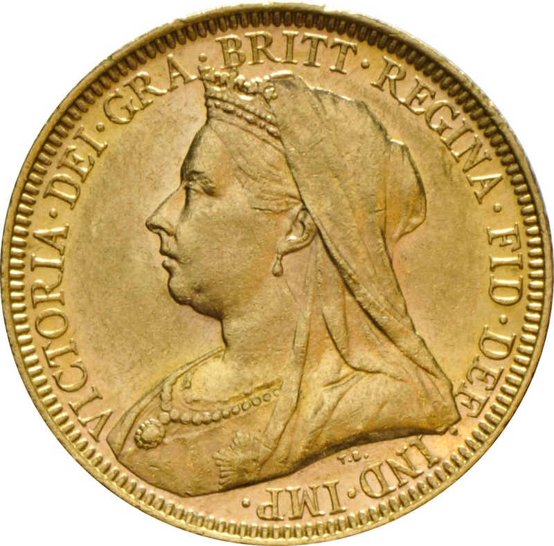 Moneda Soberano de Oro Victoria Velada