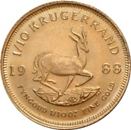 Krugerrand de 1/10oz de Oro 1988