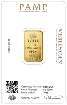 Lingote de Oro de 10 g PAMP