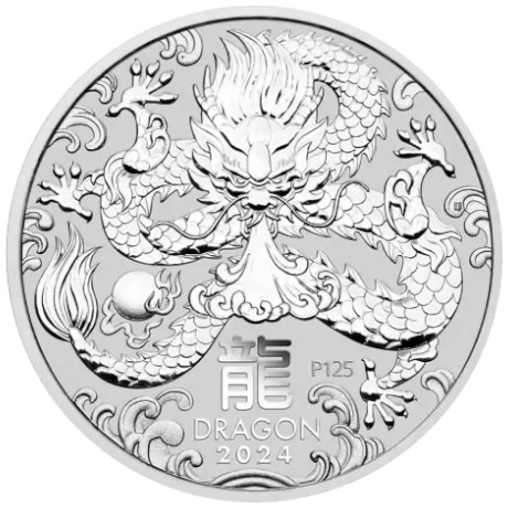 Moneda Perth Mint Calendario Lunar de Plata de 1 oz 2024 Año del Dragón
