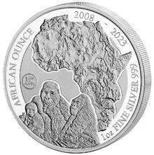 Moneda Plata 1 oz Gorila Ruanda 2023