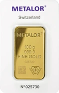 Lingote de Oro de 100 g Metalor