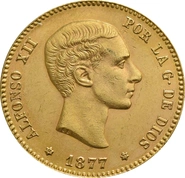 Moneda 25 Pesetas de Oro Alfonso XII