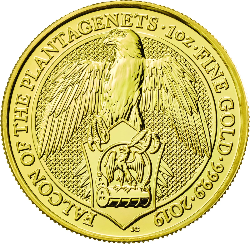 Moneda Bestias de la Reina El Halcón de los Plantagenets de Oro de 1 oz 2019