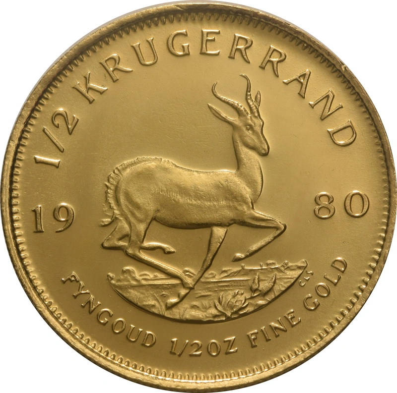 Moneda Krugerrand de 1/2 oz de Oro 1980